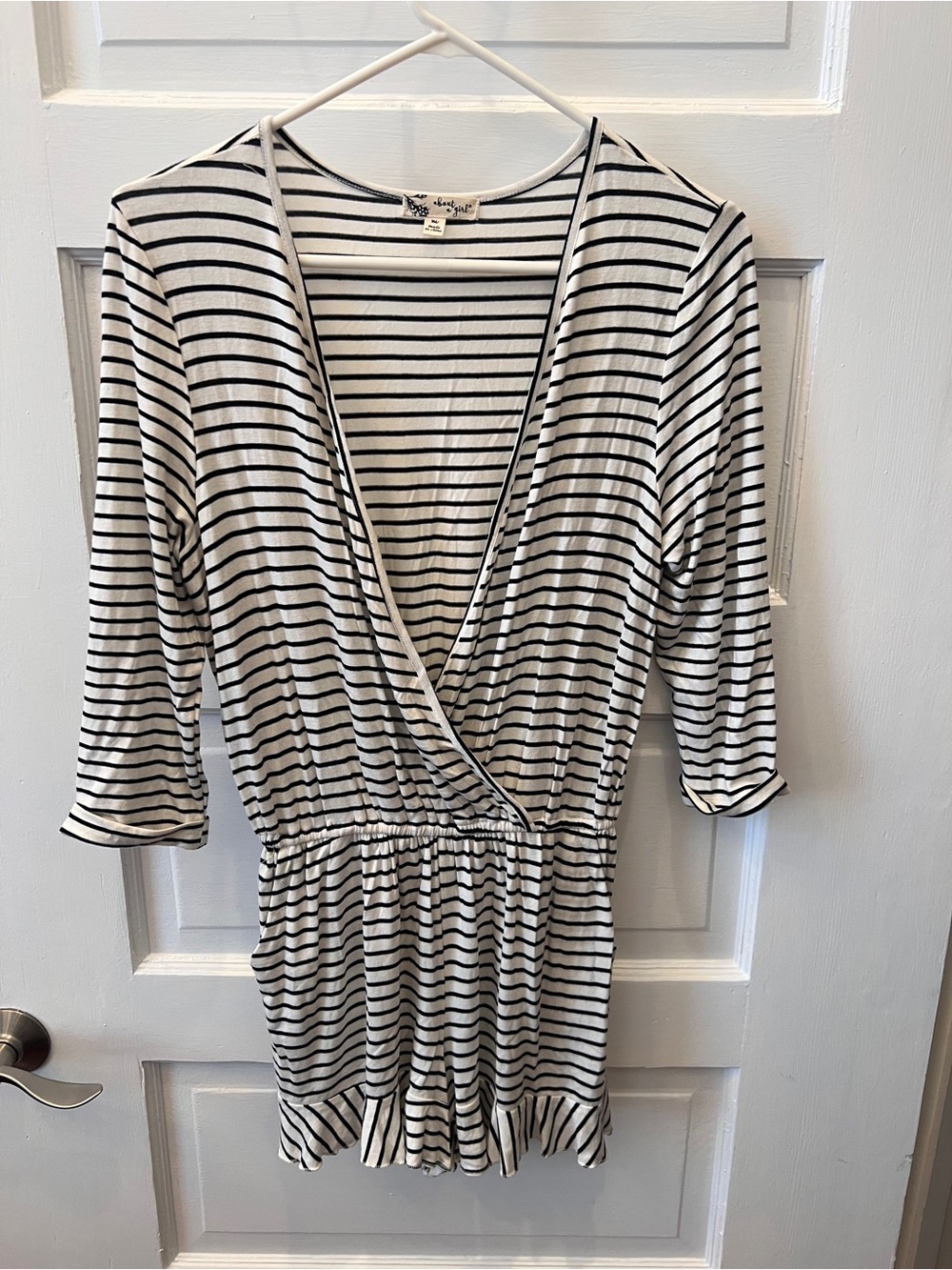 Cozy Striped Black & White One-Piece Romper